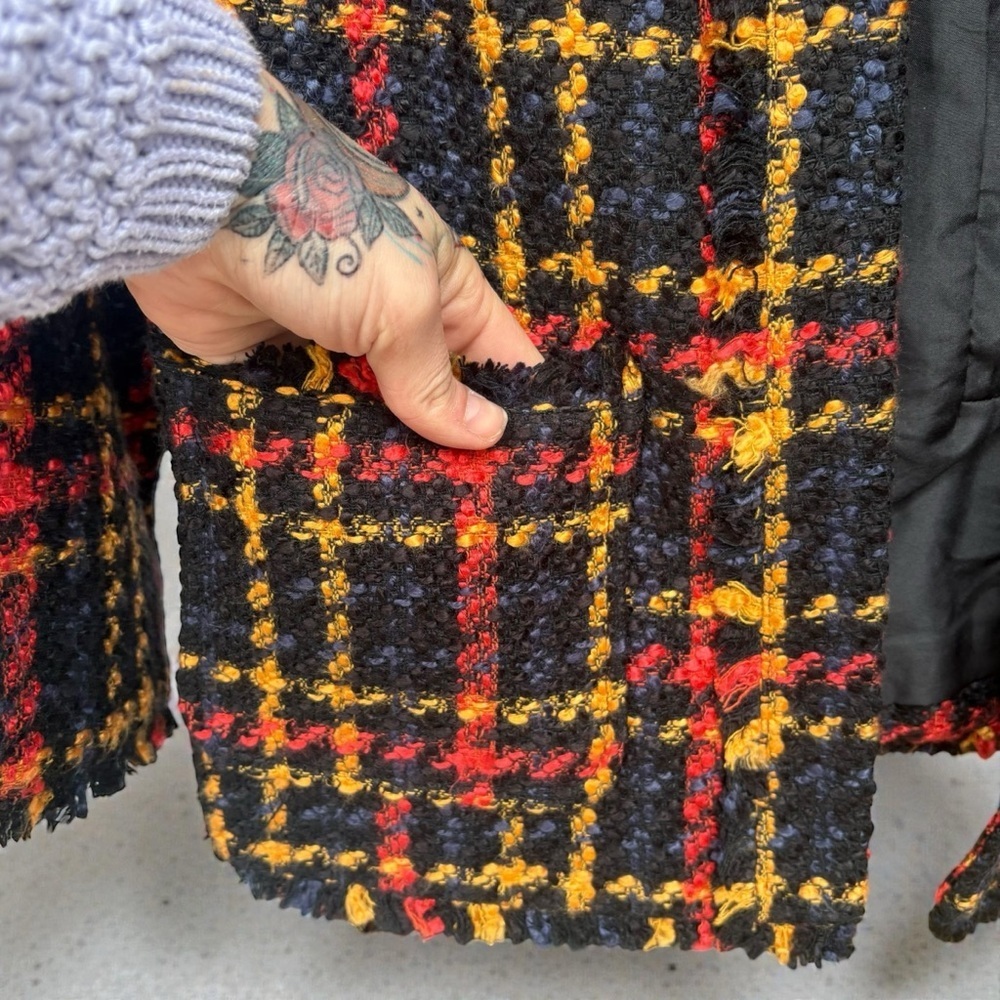A New Day Tweed Sunflower Plaid Blazer Jacket Open Front Sz Small NWT - Picture 11 of 14
